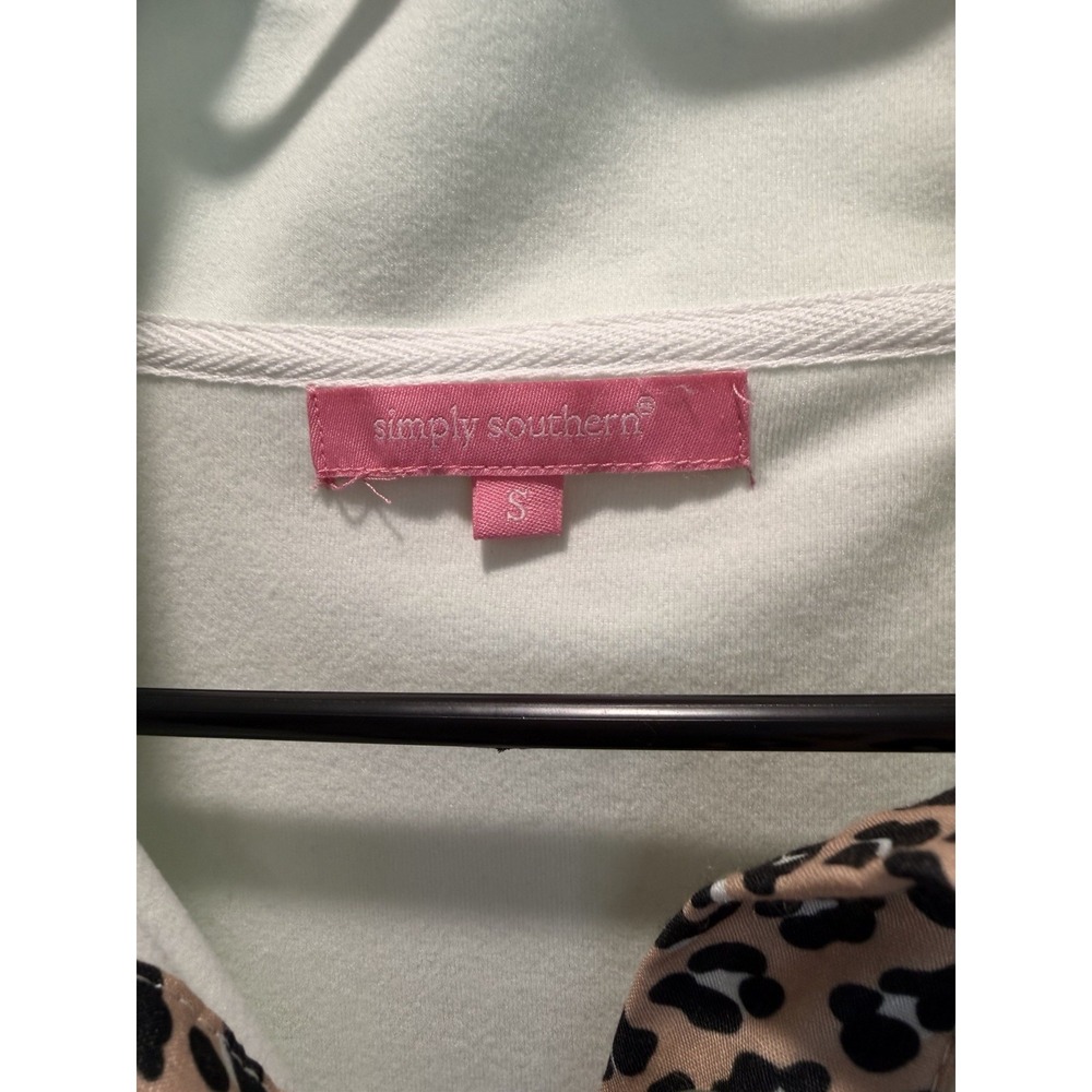 NWT Simply Southern Mint Fleece Pullover Leopard Elbow Patches Size‎ Small - Picture 2 of 4
